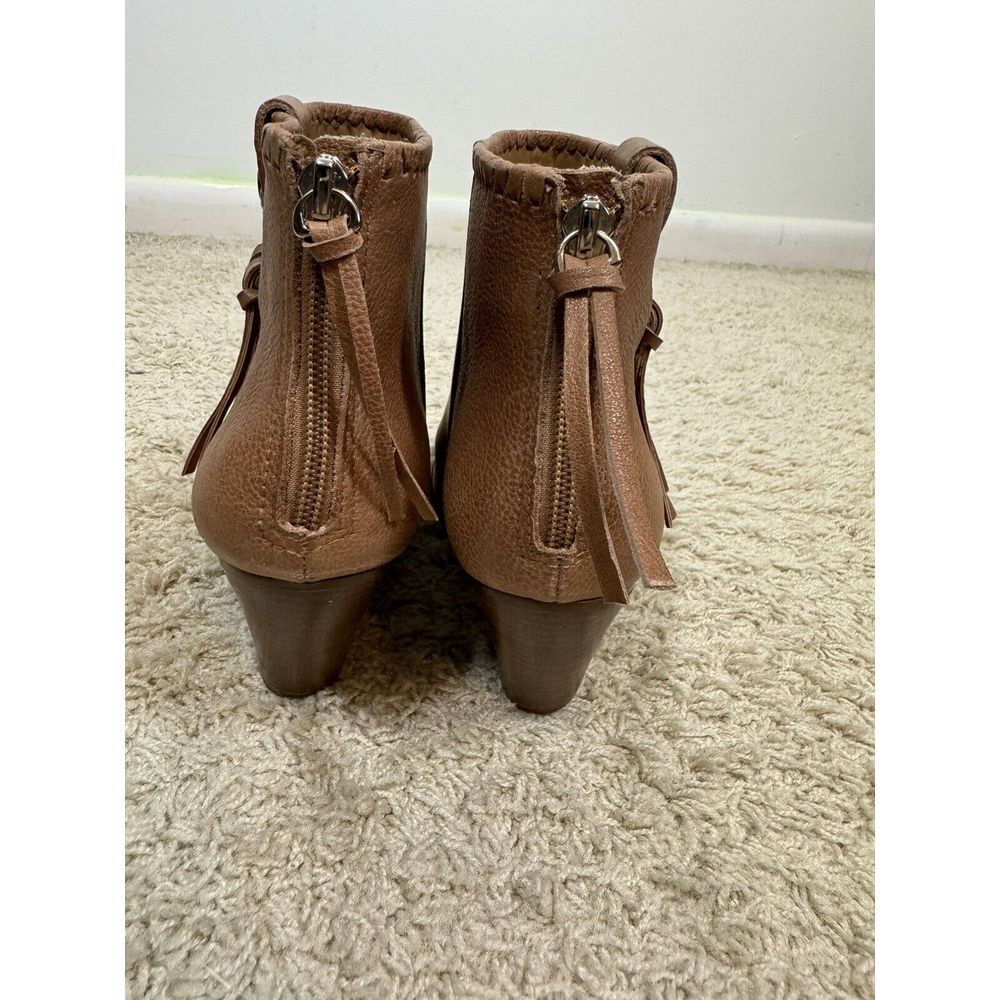 Jack Rogers Women's Greer Oak Tan Leather Block Heel Western Booties Size 7 M - Picture 4 of 12